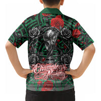 Mexico Football Golden Eagle Champions Kid Hawaiian Shirt Aztec Geometric Pattern Red Rose