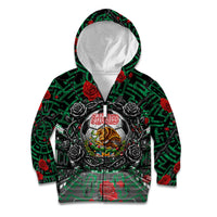 Mexico Football Golden Eagle Champions Kid Hoodie Aztec Geometric Pattern Red Rose