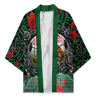 Mexico Football Golden Eagle Champions Kimono Aztec Geometric Pattern Red Rose