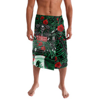 Mexico Football Golden Eagle Champions Lavalava Aztec Geometric Pattern Red Rose