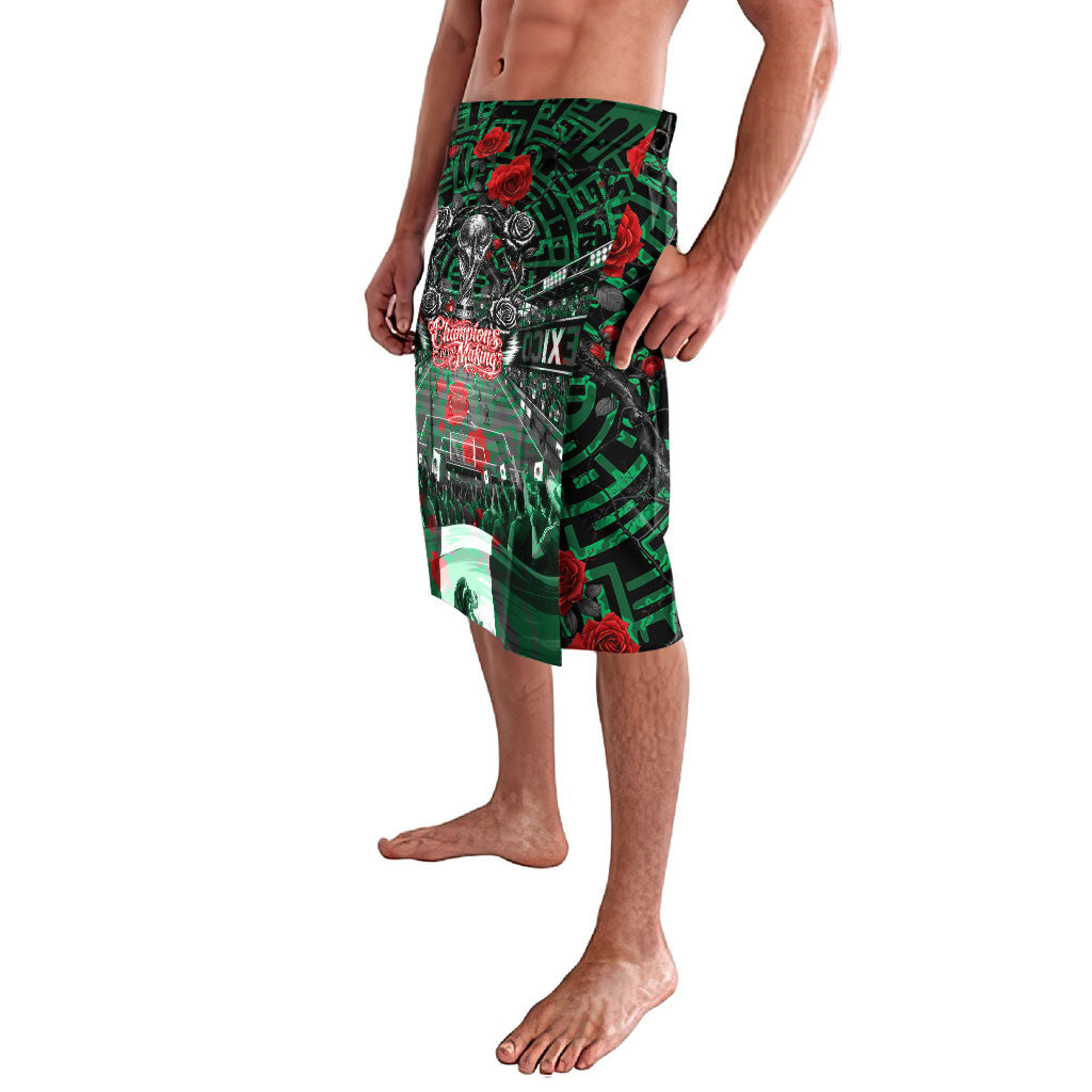 Mexico Football Golden Eagle Champions Lavalava Aztec Geometric Pattern Red Rose