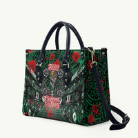 Mexico Football Golden Eagle Champions Leather Bag Aztec Geometric Pattern Red Rose