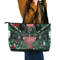 Mexico Football Golden Eagle Champions Leather Tote Bag Aztec Geometric Pattern Red Rose