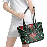 Mexico Football Golden Eagle Champions Leather Tote Bag Aztec Geometric Pattern Red Rose