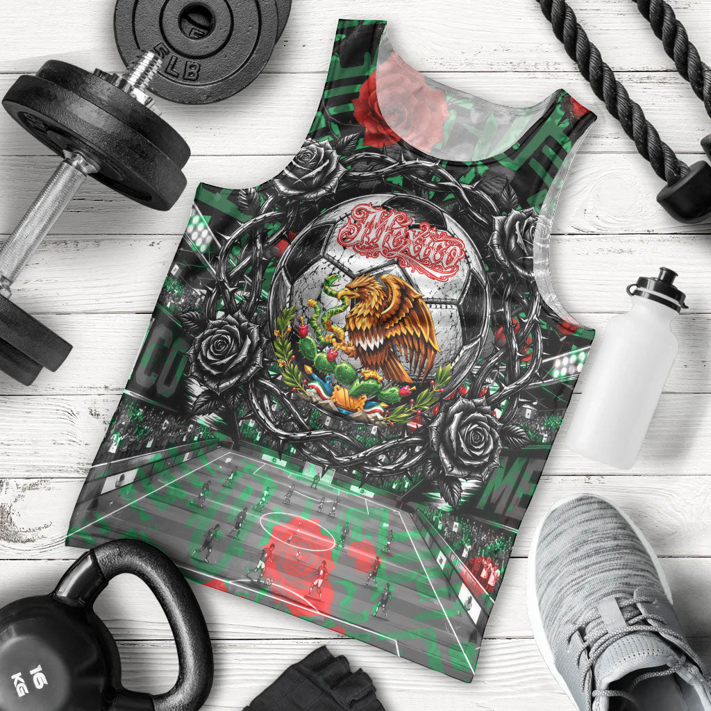 Mexico Football Golden Eagle Champions Men Tank Top Aztec Geometric Pattern Red Rose