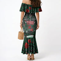 Mexico Football Golden Eagle Champions Mermaid Dress Aztec Geometric Pattern Red Rose