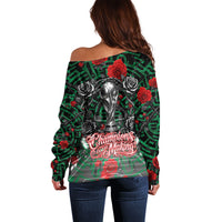 Mexico Football Golden Eagle Champions Off Shoulder Sweater Aztec Geometric Pattern Red Rose