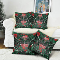 Mexico Football Golden Eagle Champions Pillow Cover Aztec Geometric Pattern Red Rose