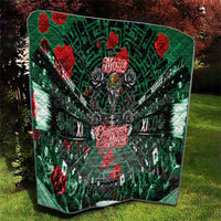 Mexico Football Golden Eagle Champions Quilt Aztec Geometric Pattern Red Rose