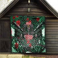 Mexico Football Golden Eagle Champions Quilt Aztec Geometric Pattern Red Rose
