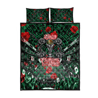 Mexico Football Golden Eagle Champions Quilt Bed Set Aztec Geometric Pattern Red Rose