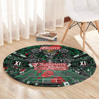 Mexico Football Golden Eagle Champions Round Carpet Aztec Geometric Pattern Red Rose