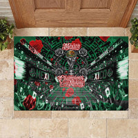 Mexico Football Golden Eagle Champions Rubber Doormat Aztec Geometric Pattern Red Rose