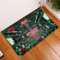 Mexico Football Golden Eagle Champions Rubber Doormat Aztec Geometric Pattern Red Rose