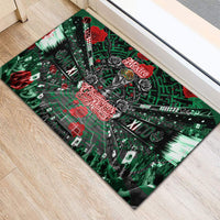 Mexico Football Golden Eagle Champions Rubber Doormat Aztec Geometric Pattern Red Rose