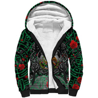 Mexico Football Golden Eagle Champions Sherpa Hoodie Aztec Geometric Pattern Red Rose