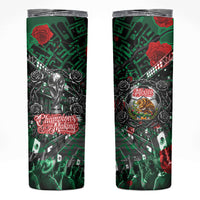 Mexico Football Golden Eagle Champions Skinny Tumbler Aztec Geometric Pattern Red Rose