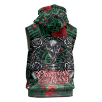 Mexico Football Golden Eagle Champions Sleeveless Hoodie Aztec Geometric Pattern Red Rose
