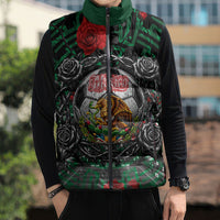 Mexico Football Golden Eagle Champions Sleeveless Puffer Jacket Aztec Geometric Pattern Red Rose