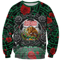 Mexico Football Golden Eagle Champions Sweatshirt Aztec Geometric Pattern Red Rose