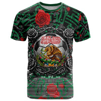 Mexico Football Golden Eagle Champions T Shirt Aztec Geometric Pattern Red Rose