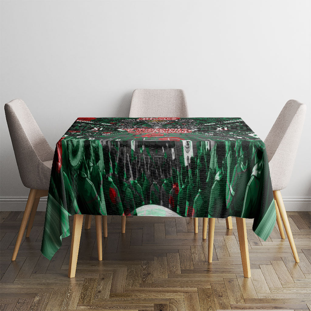 Mexico Football Golden Eagle Champions Tablecloth Aztec Geometric Pattern Red Rose