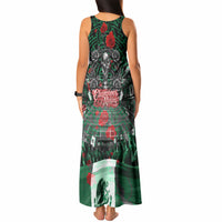 Mexico Football Golden Eagle Champions Tank Maxi Dress Aztec Geometric Pattern Red Rose