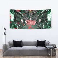 Mexico Football Golden Eagle Champions Tapestry Aztec Geometric Pattern Red Rose