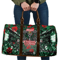 Mexico Football Golden Eagle Champions Travel Bag Aztec Geometric Pattern Red Rose