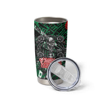 Mexico Football Golden Eagle Champions Tumbler Cup Aztec Geometric Pattern Red Rose