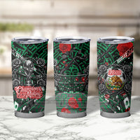 Mexico Football Golden Eagle Champions Tumbler Cup Aztec Geometric Pattern Red Rose