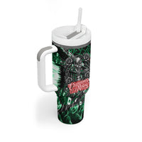 Mexico Football Golden Eagle Champions Tumbler With Handle Aztec Geometric Pattern Red Rose