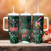 Mexico Football Golden Eagle Champions Tumbler With Handle Aztec Geometric Pattern Red Rose