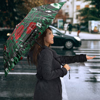 Mexico Football Golden Eagle Champions Umbrella Aztec Geometric Pattern Red Rose