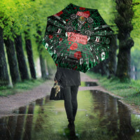 Mexico Football Golden Eagle Champions Umbrella Aztec Geometric Pattern Red Rose