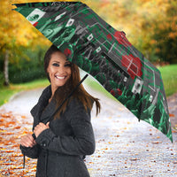 Mexico Football Golden Eagle Champions Umbrella Aztec Geometric Pattern Red Rose