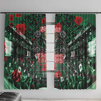 Mexico Football Golden Eagle Champions Window Curtain Aztec Geometric Pattern Red Rose