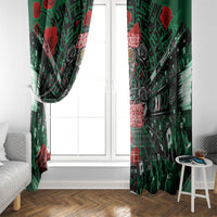 Mexico Football Golden Eagle Champions Window Curtain Aztec Geometric Pattern Red Rose