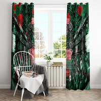 Mexico Football Golden Eagle Champions Window Curtain Aztec Geometric Pattern Red Rose