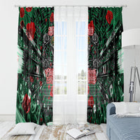 Mexico Football Golden Eagle Champions Window Curtain Aztec Geometric Pattern Red Rose