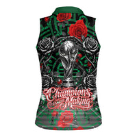 Mexico Football Golden Eagle Champions Women Sleeveless Polo Shirt Aztec Geometric Pattern Red Rose