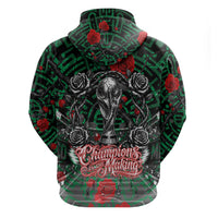 Mexico Football Golden Eagle Champions Zip Hoodie Aztec Geometric Pattern Red Rose
