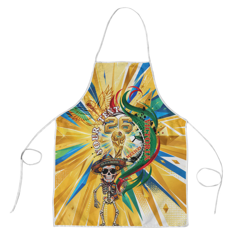 Personalized Mexico Football Victoria Sugar Skull Apron Dia De Los Muertos Cultural Art Sunburst