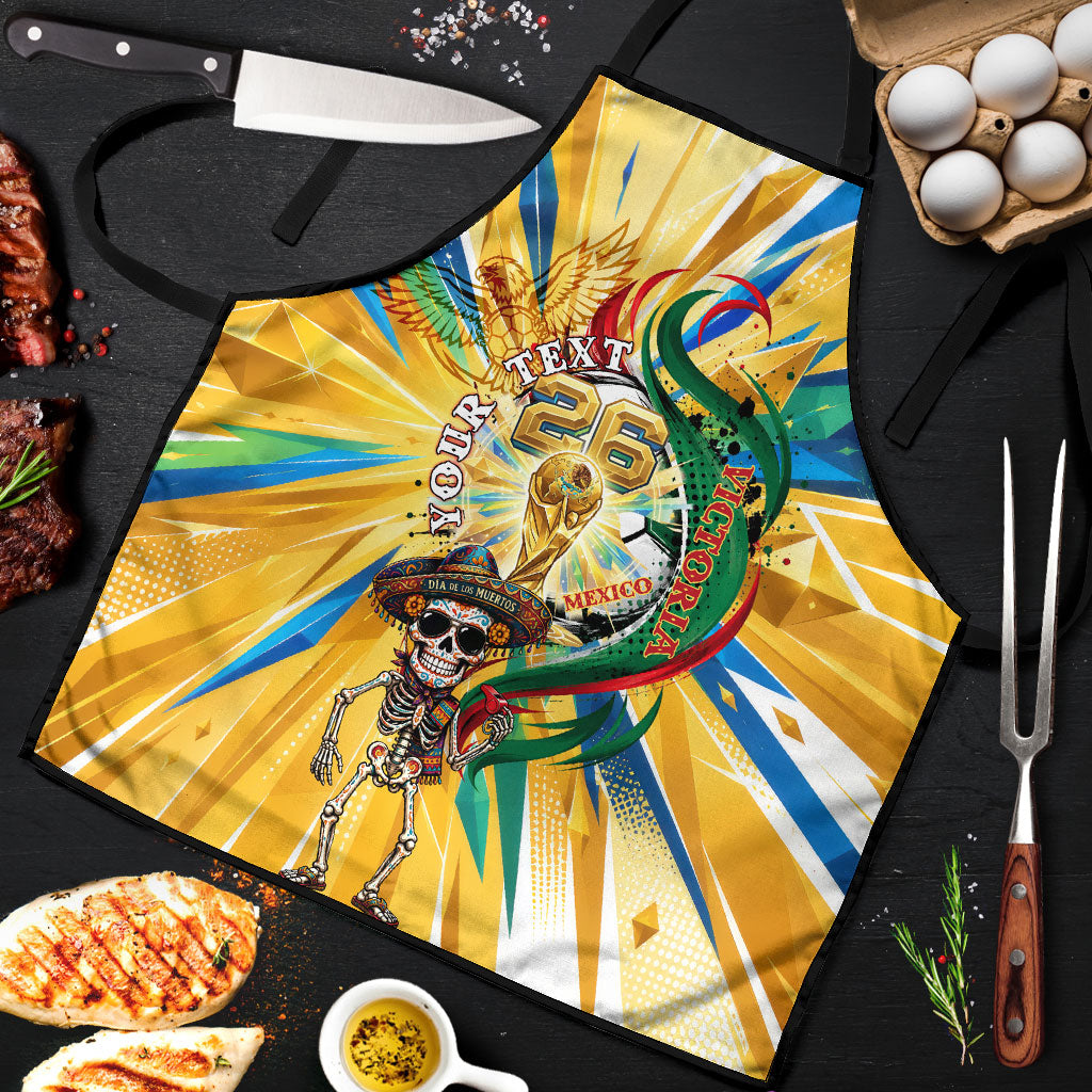 Personalized Mexico Football Victoria Sugar Skull Apron Dia De Los Muertos Cultural Art Sunburst