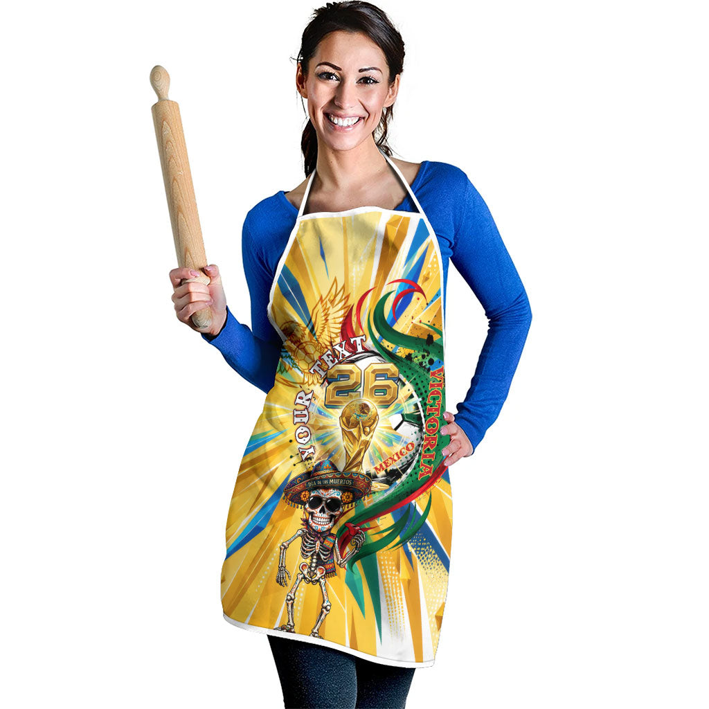 Personalized Mexico Football Victoria Sugar Skull Apron Dia De Los Muertos Cultural Art Sunburst