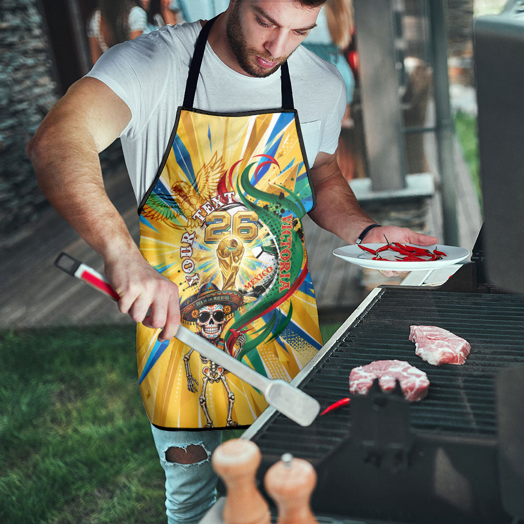 Personalized Mexico Football Victoria Sugar Skull Apron Dia De Los Muertos Cultural Art Sunburst