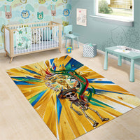 Personalized Mexico Football Victoria Sugar Skull Area Rug Dia De Los Muertos Cultural Art Sunburst