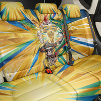Personalized Mexico Football Victoria Sugar Skull Back Car Seat Cover Dia De Los Muertos Cultural Art Sunburst