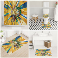 Personalized Mexico Football Victoria Sugar Skull Bathroom Set Dia De Los Muertos Cultural Art Sunburst