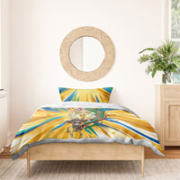 Personalized Mexico Football Victoria Sugar Skull Bedding Set Dia De Los Muertos Cultural Art Sunburst